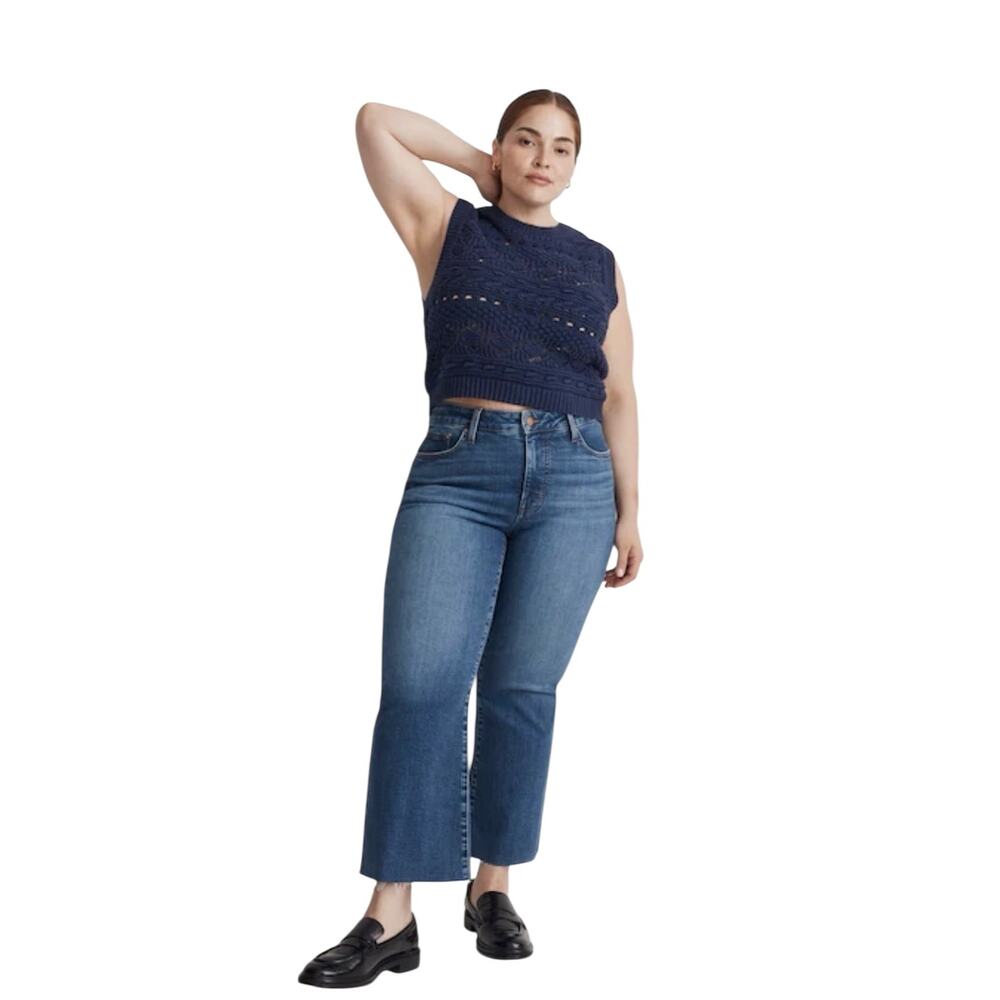 Madewell Mid-Rise Kick Out Jeans Dark Blue Size 22W - Picture 2 of 16